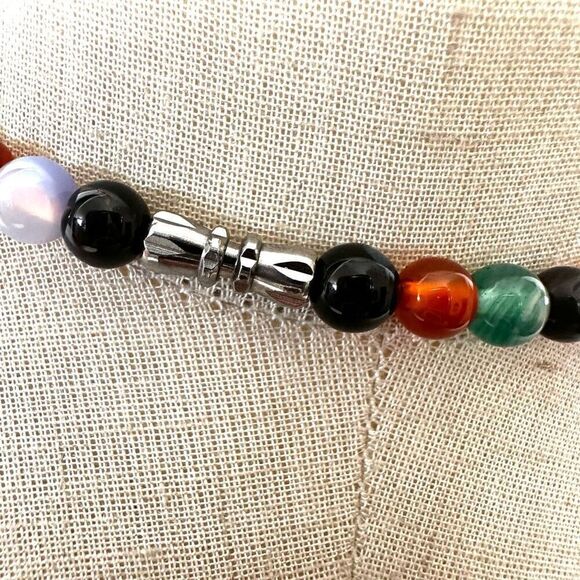 Dyed agate and carnelian necklace - Picture 8 of 14